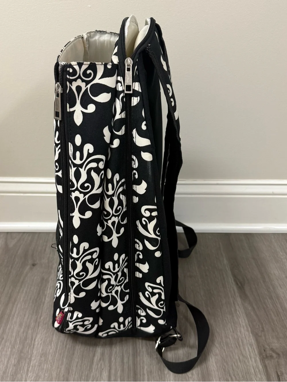 NGIL Black & White Damask Tennis Racquet Backpack Bag